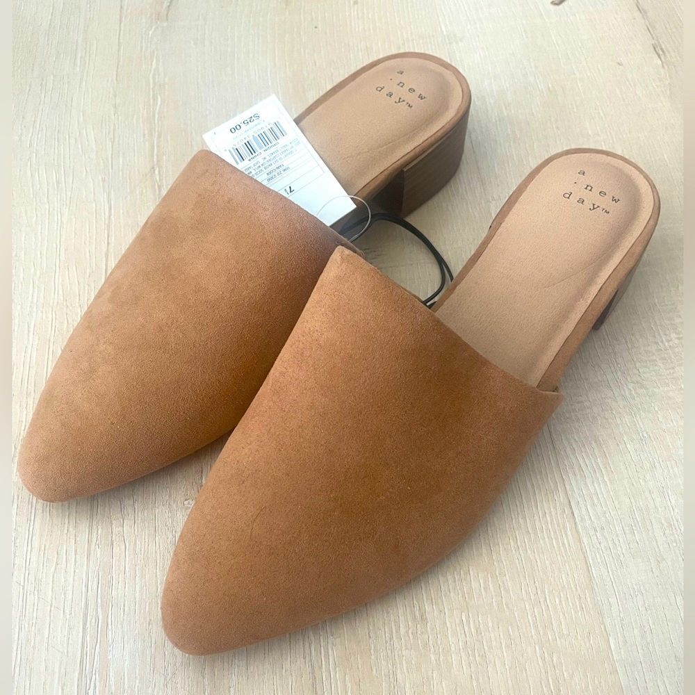 A New Day Women’s Faux Suede Slip-On Mules in Tan Size 7.5